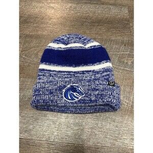 Boise State Broncos Ribbed Cuffed Knit Beanie Blue Striped Logo Stretch
